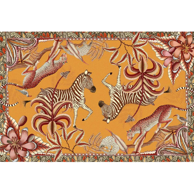 Ardmore Cotton Tablecloth, 138" Rectangle, Orange