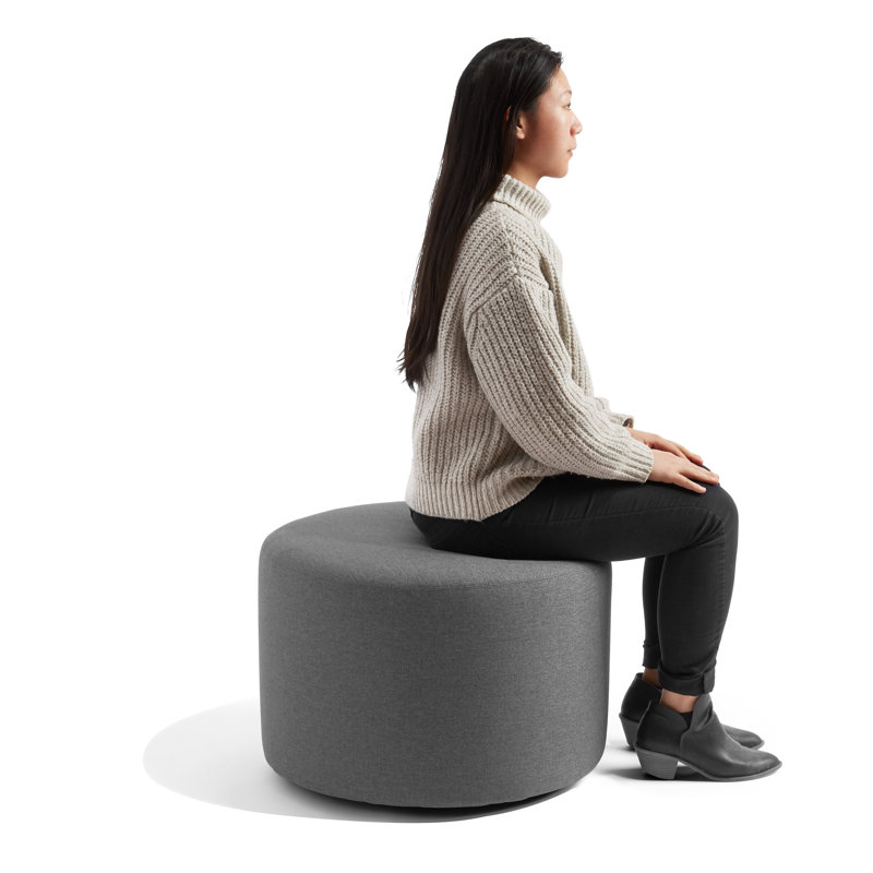 Block Party Upholstered Ottoman, Dark Gray