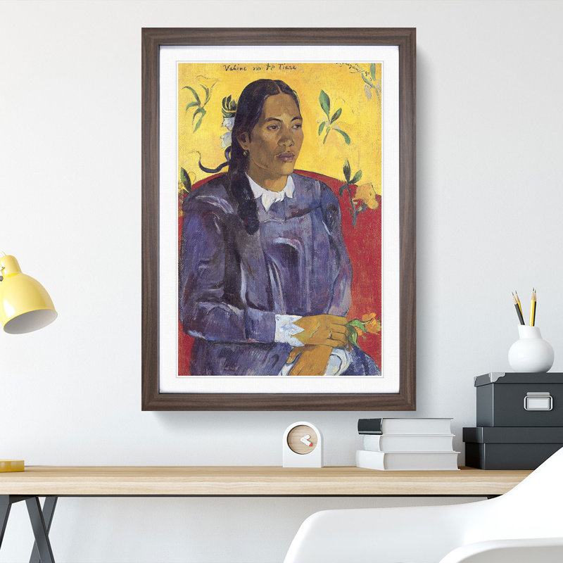 Seated Woman Vol.2 by Paul Gauguin - Picture Frame Painting, Walnut Framed, 48cm H x 36cm W x 2cm D