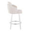 Tabouret de comptoir à hauteur fixe avec pivot en bois blanc et tissu avec repose-pieds rond chromé - ensemble de 2-1587168639