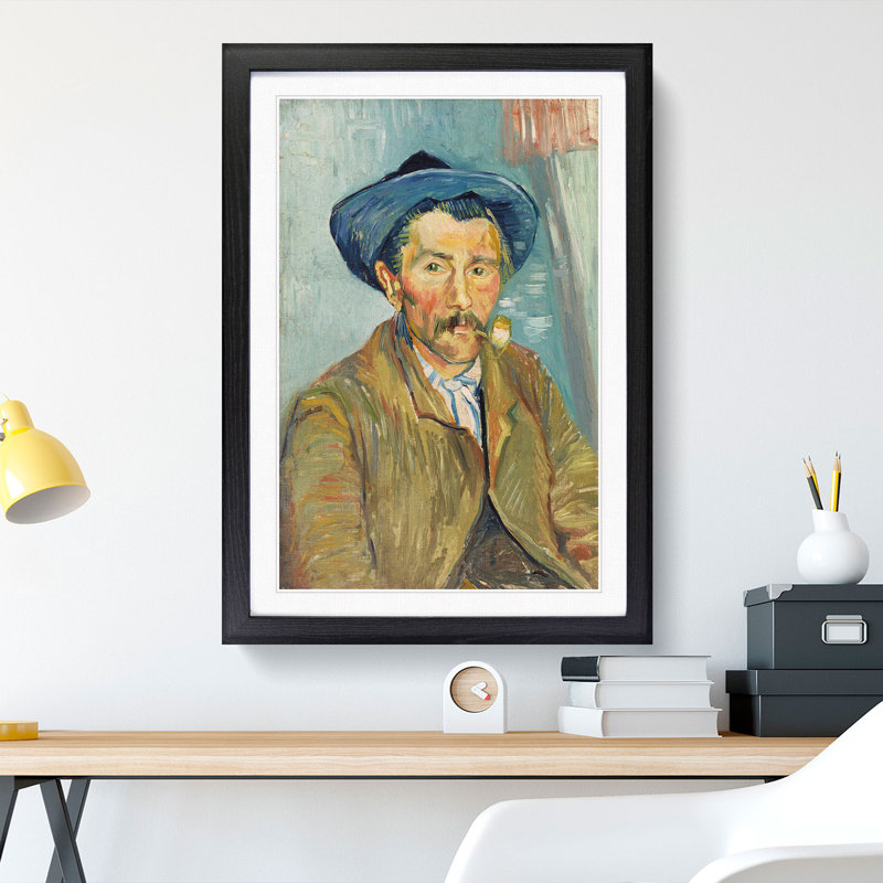 The Pipe Smoker by Vincent Van Gogh - Picture Frame Painting, 36cm H x 27cm W x 2cm D, Black Framed