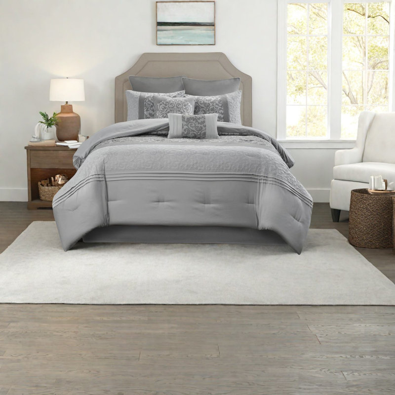 Elegant King Bedding Set, Soft Microfiber, Transitional Design For Modern Bedrooms