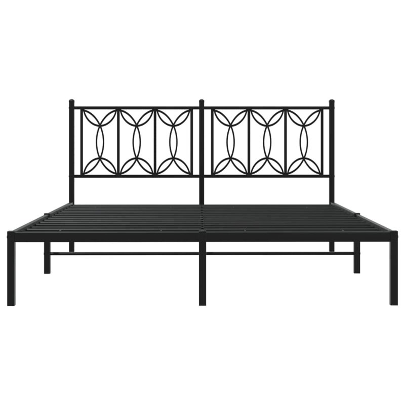 Base de lit en métal avec tête de lit Winston Porter 59,1 po x 78,7 po, Noir