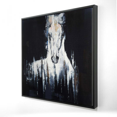 " Abstract White Horse On Black Background "