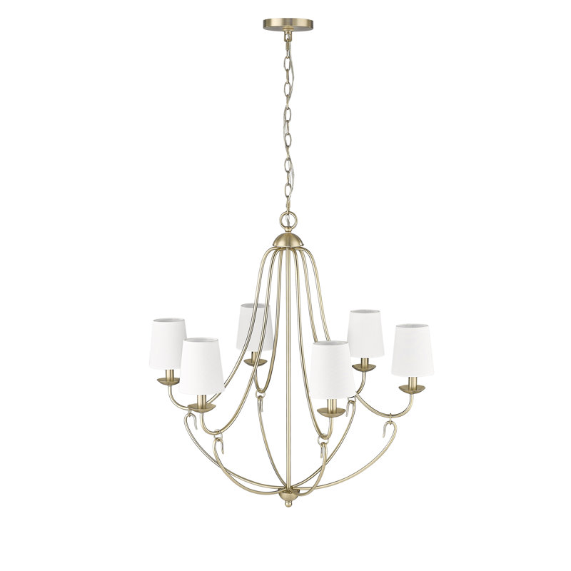 Lustre à 6 lumières de 28,5 po de largeur Eisley, Or moderne