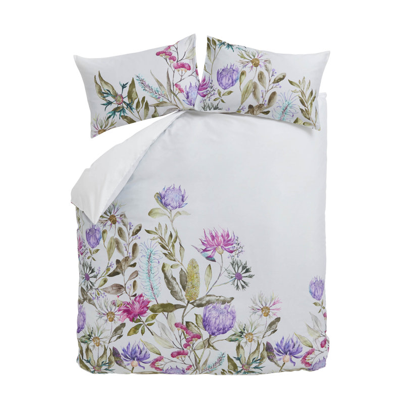 Satin Natural Modern Modern Duvet Cover Set, Single - 1 Standard Pillowcase, Pink/Purple/White