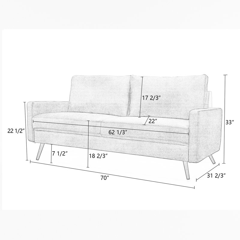 Canapé Cranford, Microfibres brunes, H 33 po x l 70 po x P 31 po