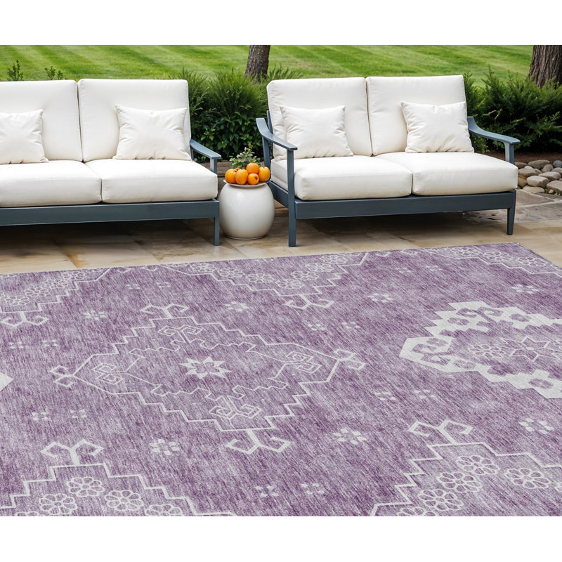 Tapis intérieur lavable 9 pi x 12 pi lavande prune et ivoire
