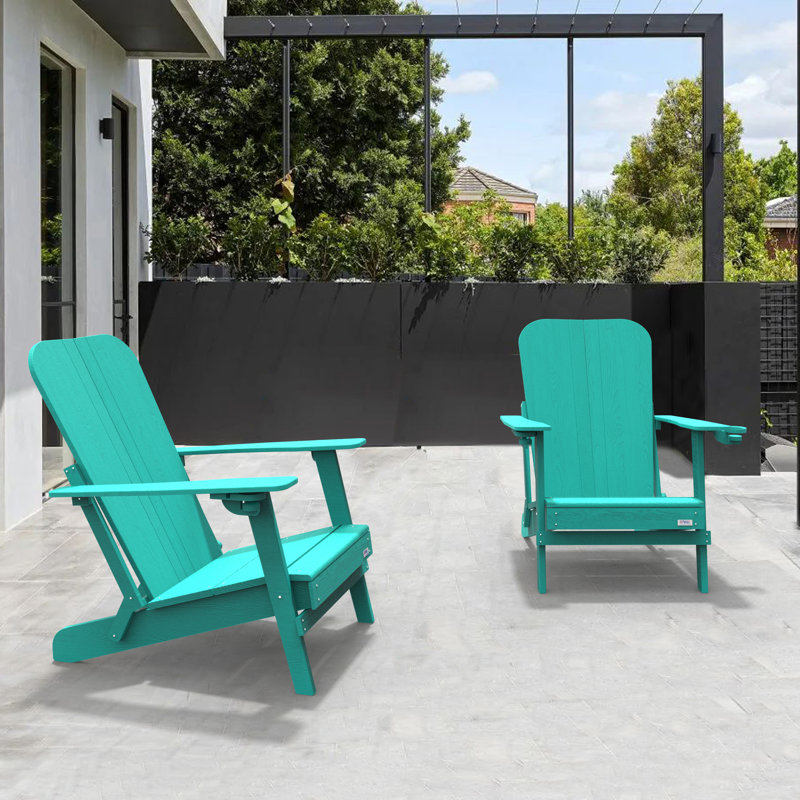 Breianna Foldable Outdoor Adirondack Set, Turquoise