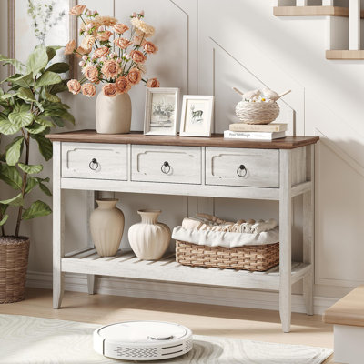 Rustic Entryway Table With Large Storage Space