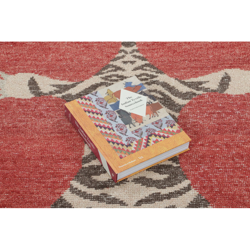 Hand Knotted Wool Geometric Area Rug, Rectangle 10' x 14'