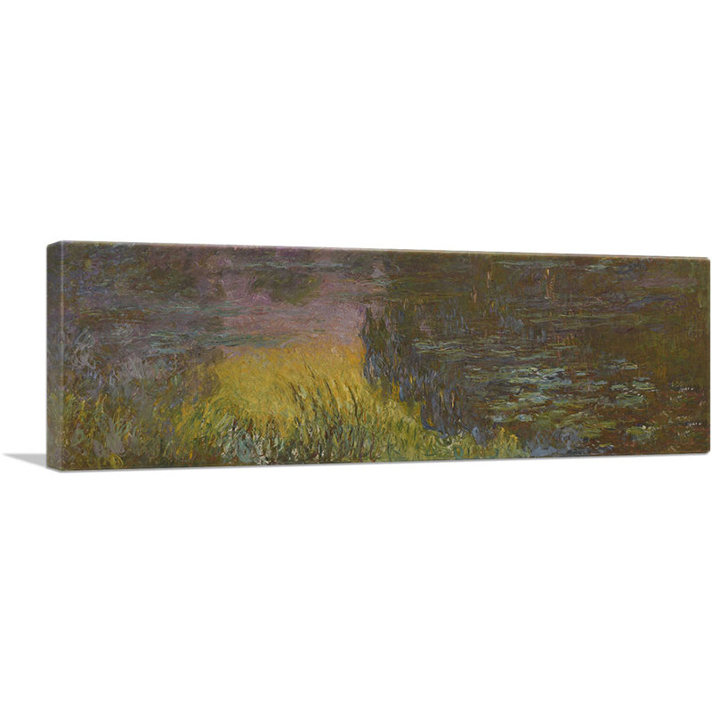 "Les Nymphéas couchant au soleil" par Claude Monet - reproduction d'art sur toile panoramique, H 16 po x l 48 po x 1,5 po