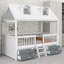 Structure de lit en bois en forme de maison avec garde-corps-128971177