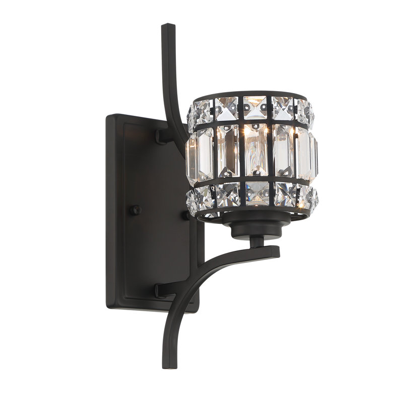 1 - Light Dimmable Black Armed Sconce