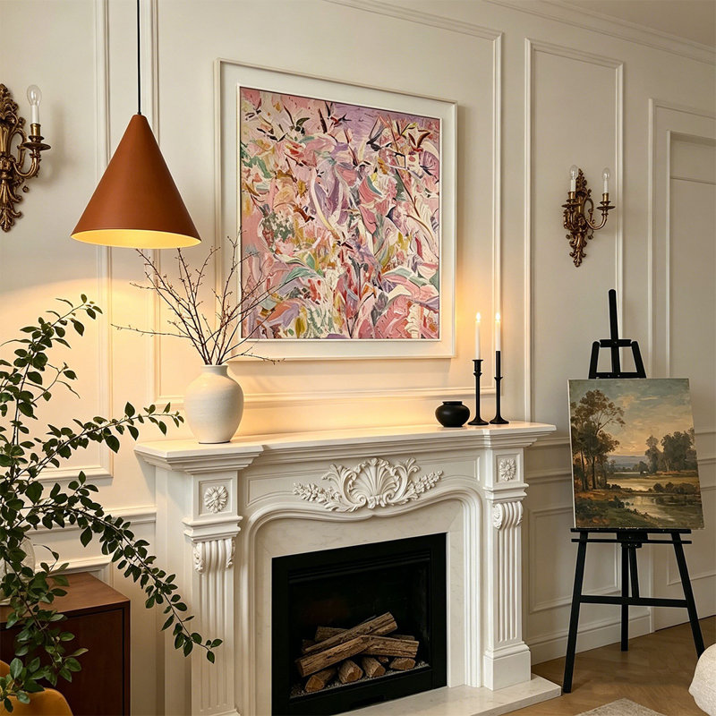 Art mural carré moderne Mid-Century pour salon, 39.37" H x 39.37" W