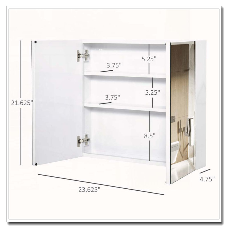 Armoire de salle de bain à miroir avec cadre en acier