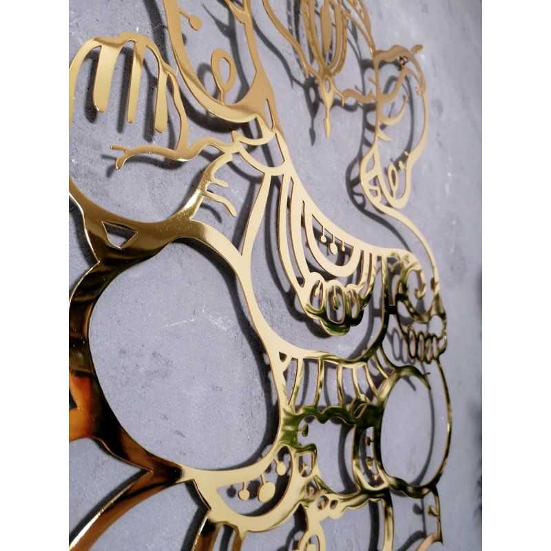 Metal Ganesha Idol Wall Hanging Decor, Ganapati Metal Wall Art Lord Ganesh Idol, Shiny Gold, 14" H x 9" W x 0.50" D