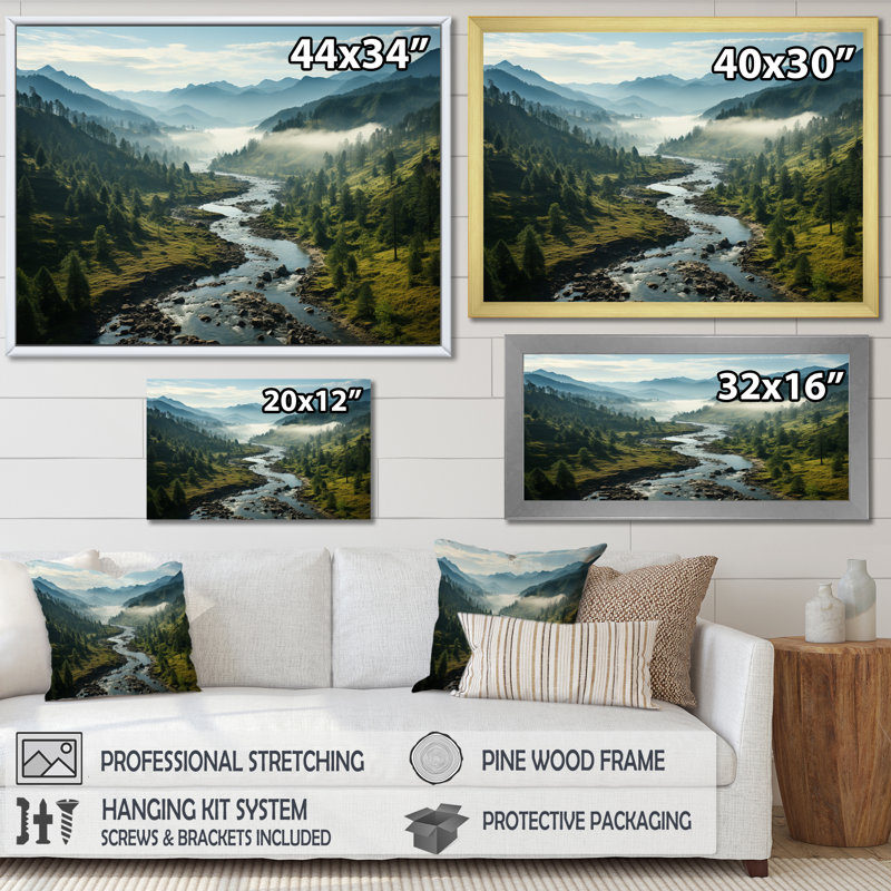 USA Great Smoky Mountains Landscape III - Print on Canvas, No Frame, 34" H x 44" W, Wrapped Canvas