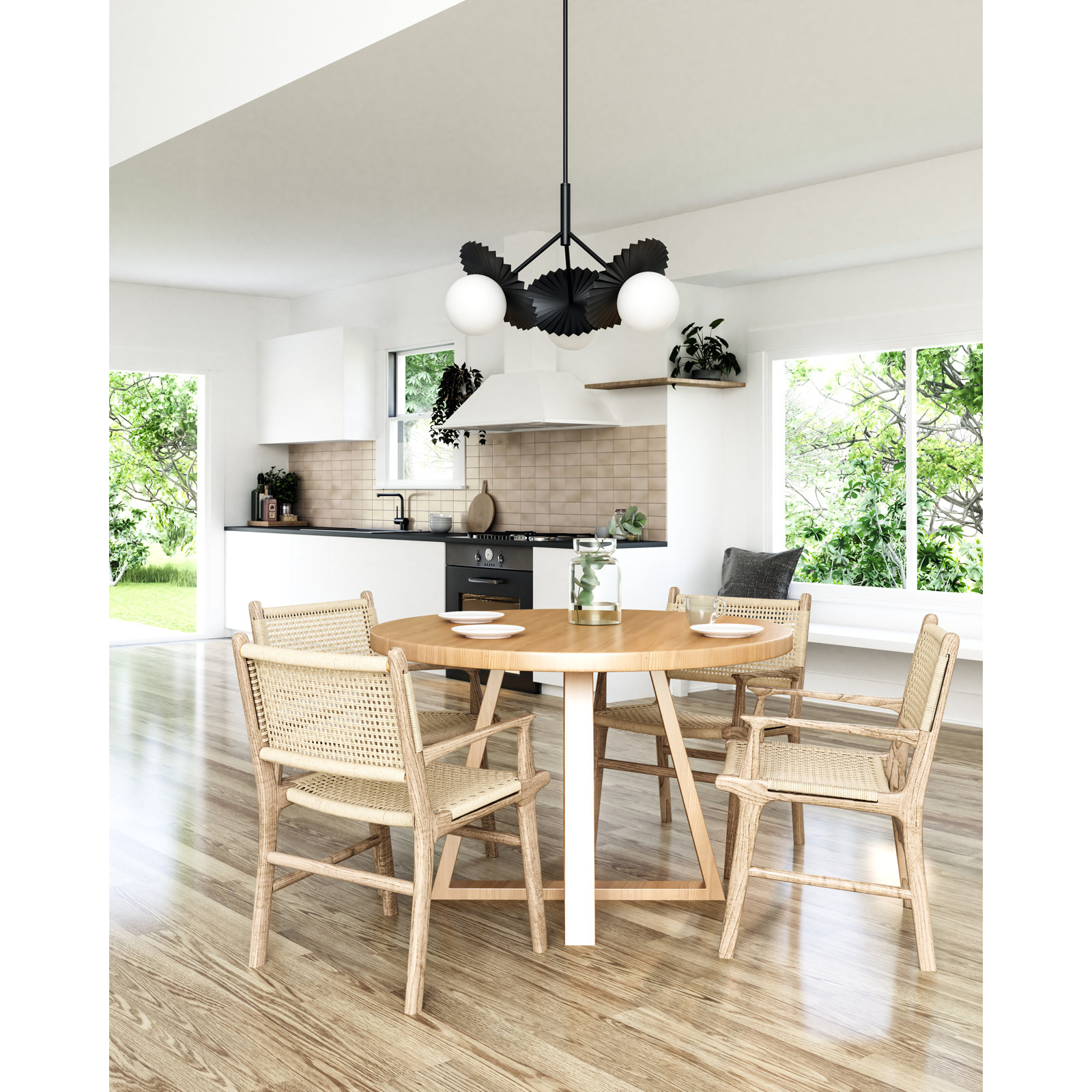 Laki 3 - Light Chandelier, Matte Black, 20.88" H x 33.63" W x 33.63" D