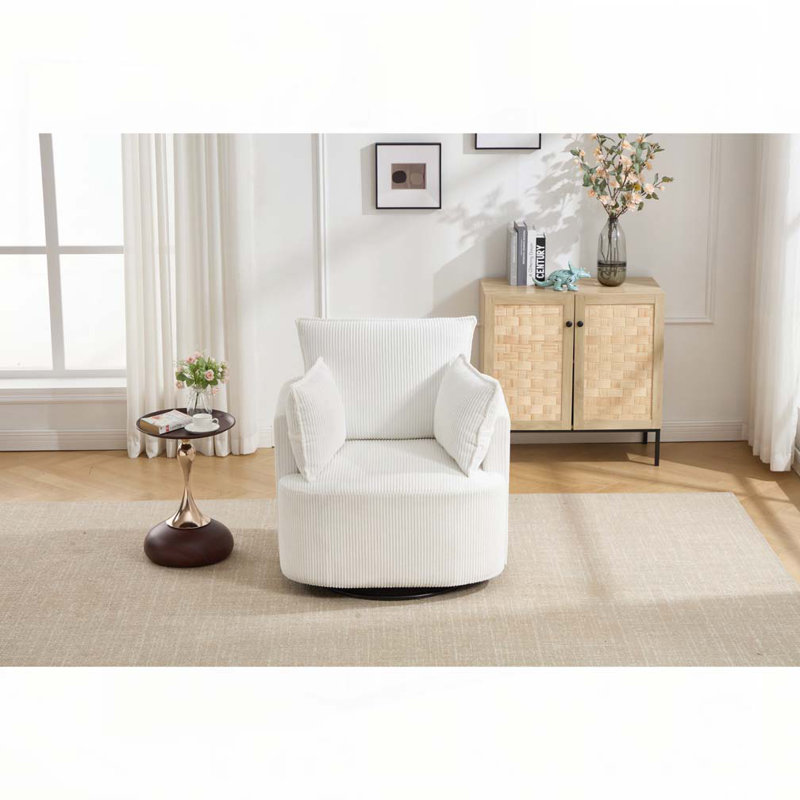 Chaise pivotante rembourrée en velours côtelé, Blanc