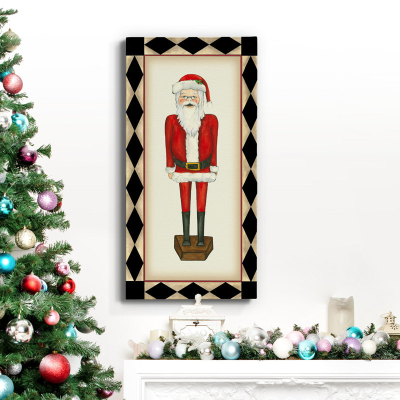 Toile tendue avec châssis de qualité supérieure Jolly Santa - prête à être accrochée, H 24 po x l 12 po x P 1,5 po