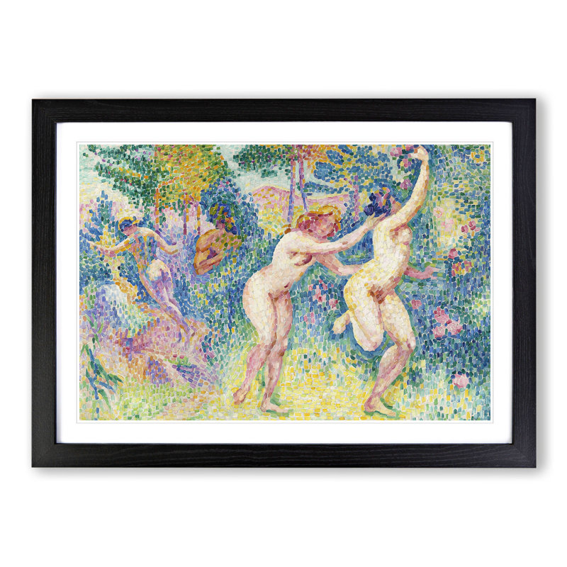 The Nymphs by Henri-Edmond Cross - Picture Frame Painting, 27cm H x 36cm W x 2cm D, Black Framed