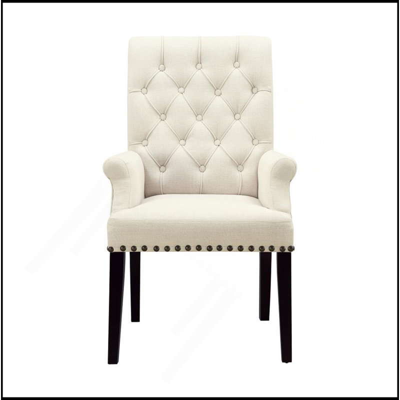 Fauteuil rembourré en tissu, beige