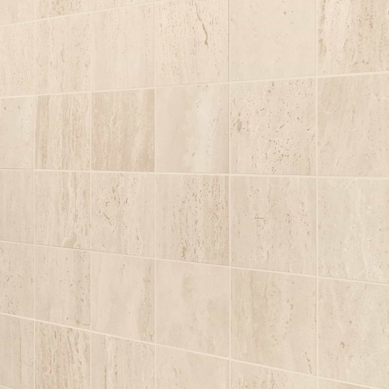 Travertine 6x6 Vein Cut Filled Honed Tile, Ivory Honed