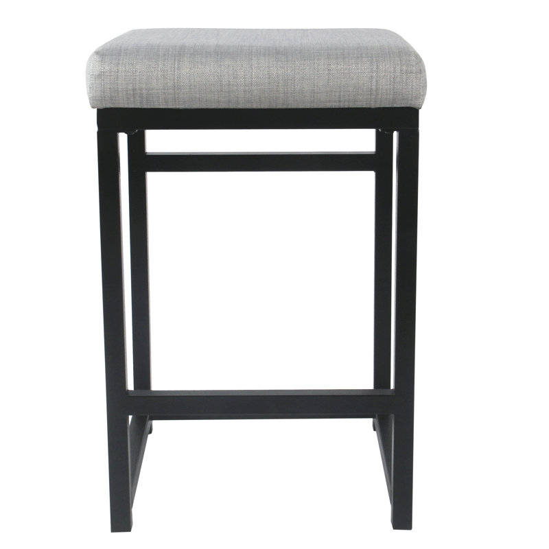 Junad Upholstered Counter Stool, Light Gray