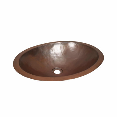 Copper Hand Hammered Oval Undermount Bathroom Sink