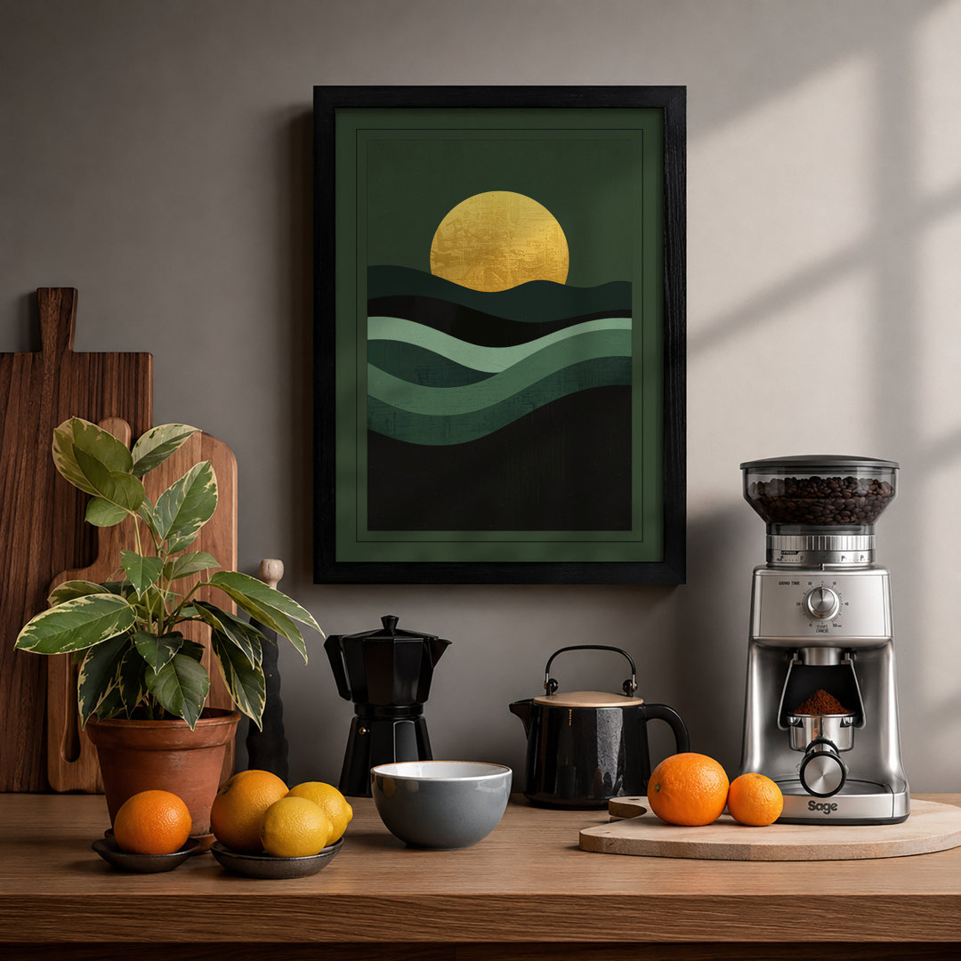 Sunrise Over Hills Minimalist - Framed Print