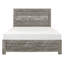 Lit double gris rustique pleine grandeur, meubles de chambre à coucher en bois avec rails et tête de lit, finition simple à assembler requise.