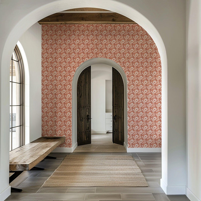 Woodland Bloom - Floral Wallpaper, Burgundy, Peel & Stick