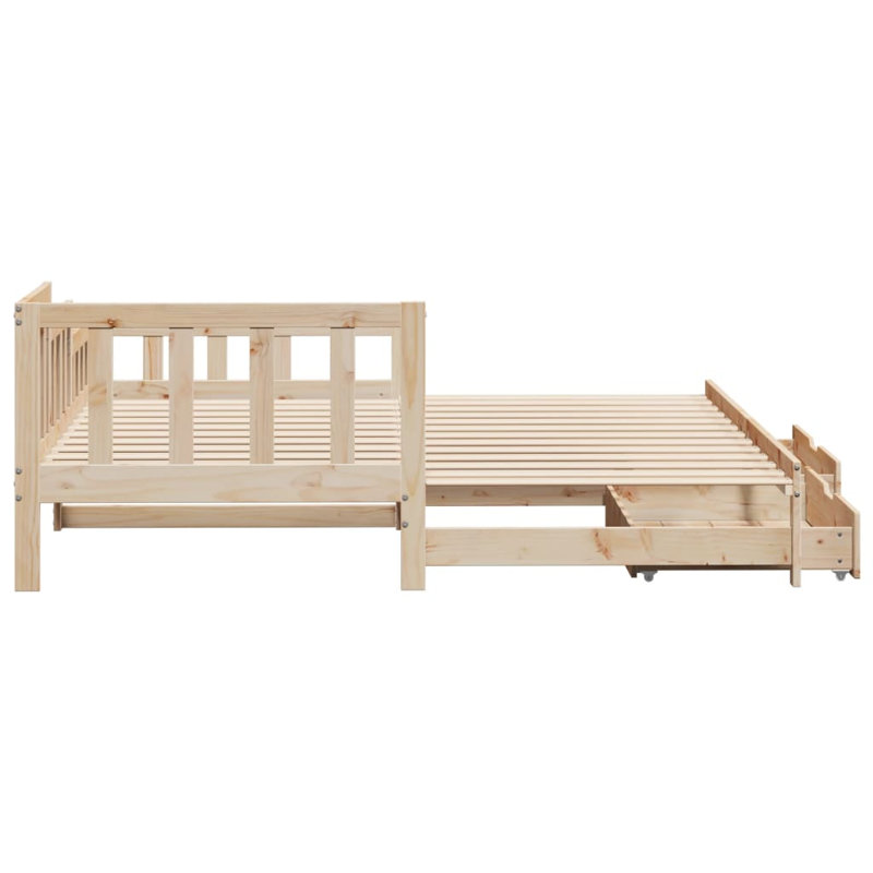 Rohaan Solid Wood with Trundle, Single (3'), Natural