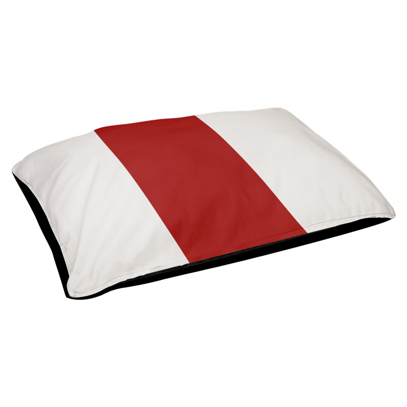 Coussin pour chien Indiana, Blanc / rouge / blanc, Petit (l 28 po x P 18 po x H 6 po)