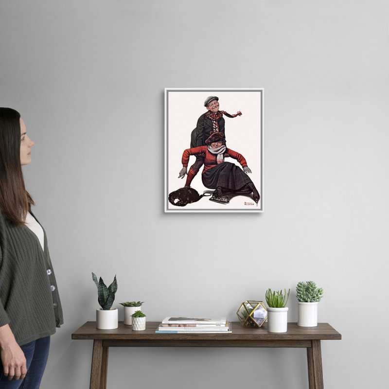 Art mural sur toile The Novice Skater, Cadre flottant blanc, H 22 po x l 18 po x P 1,75 po