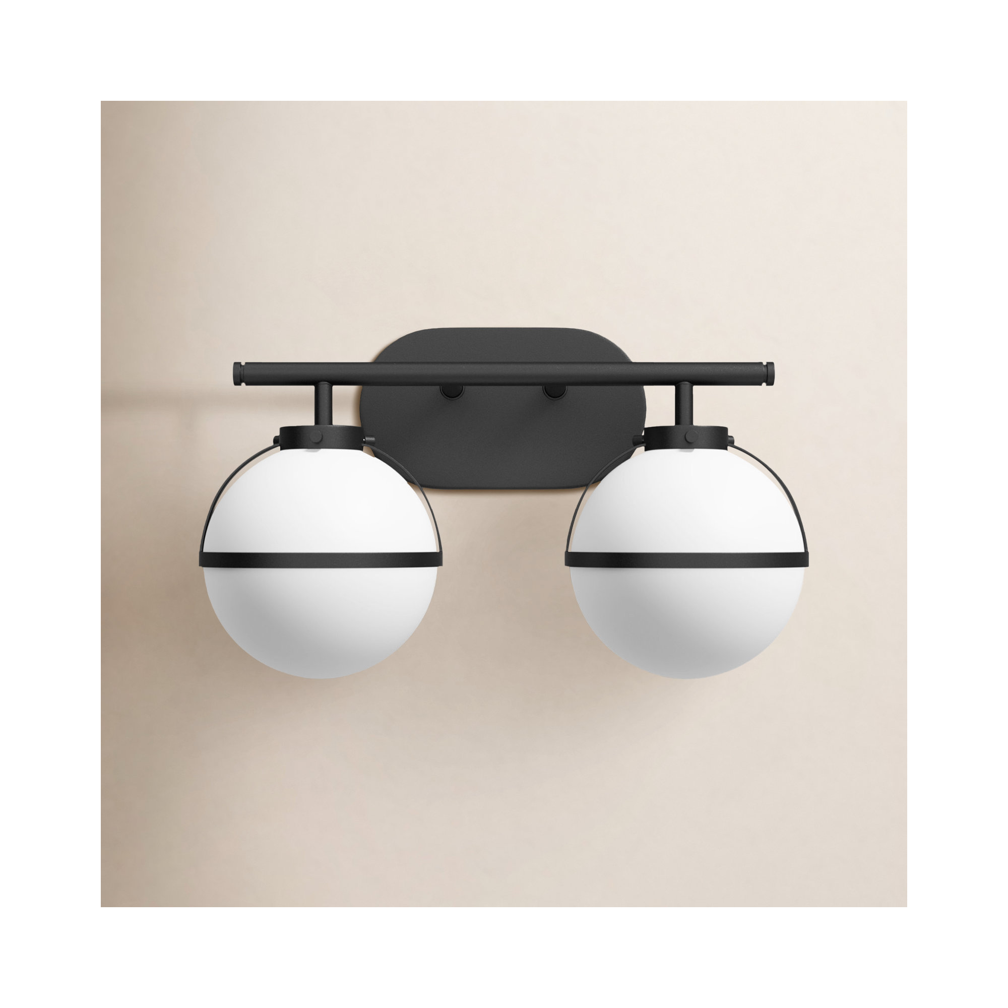 Adneta 2 Light Frosted Dimmable Vanity Light, Black