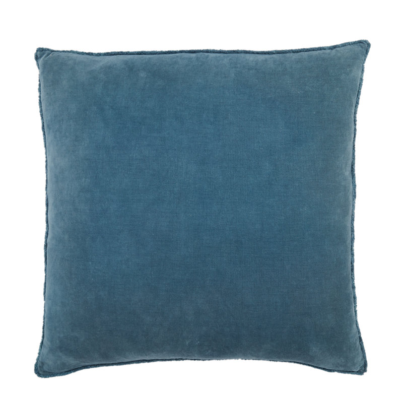 Housse et insert de coussin carré en coton Kam, Pillow Cover Only - No Insert, Bleu