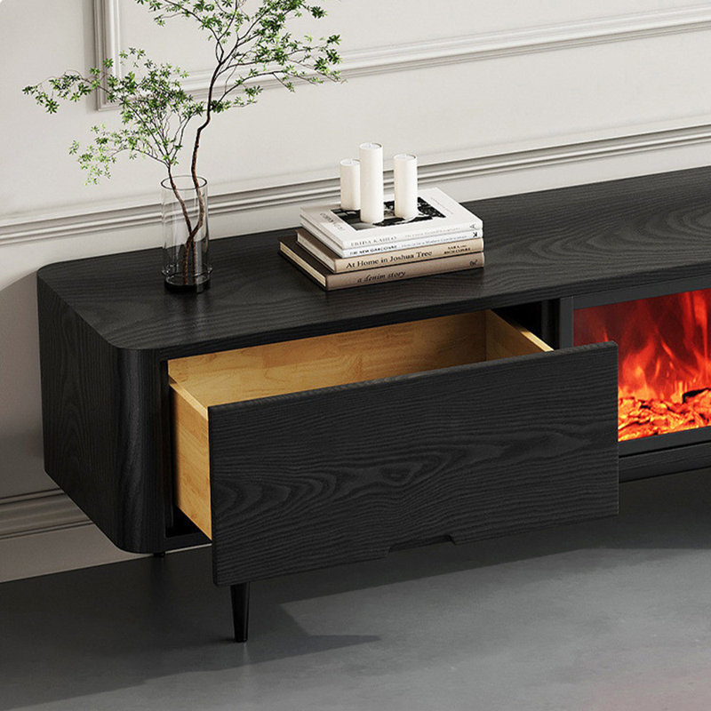 Modern simulation electronic fireplace TV stand, 19.69"H x 94.49"L x 15.75"W