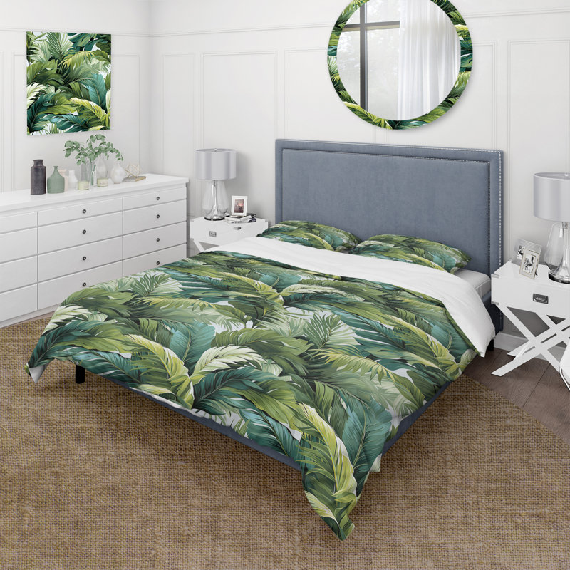Ensemble de housse de couette Palm Mirage Tropical Pattern II, Housse de couette pour très grand lit et 2 très