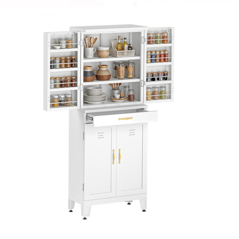 72" Tall  Metal Pantry Storage Cabinet With Adjustable Shelves