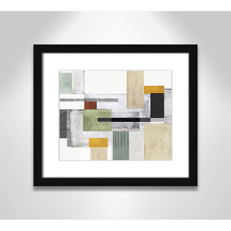 «Playful Blocks» par Tom Reeves, Blanc, H 13 po x l 15 po x P 1,25 po, Cadre noir encadré