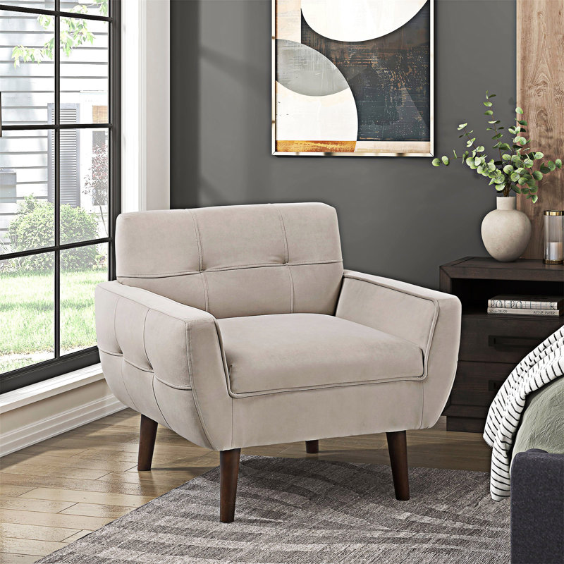 Fauteuil d'appoint capitonné, Brun