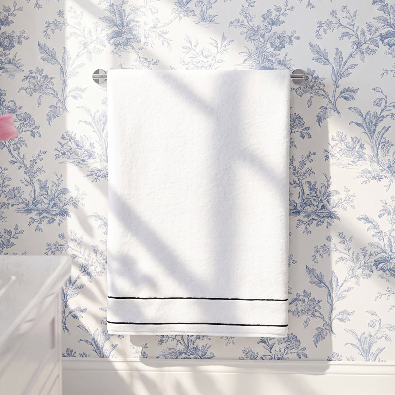 Lillet Cotton Plush Hand Towel, White/Black