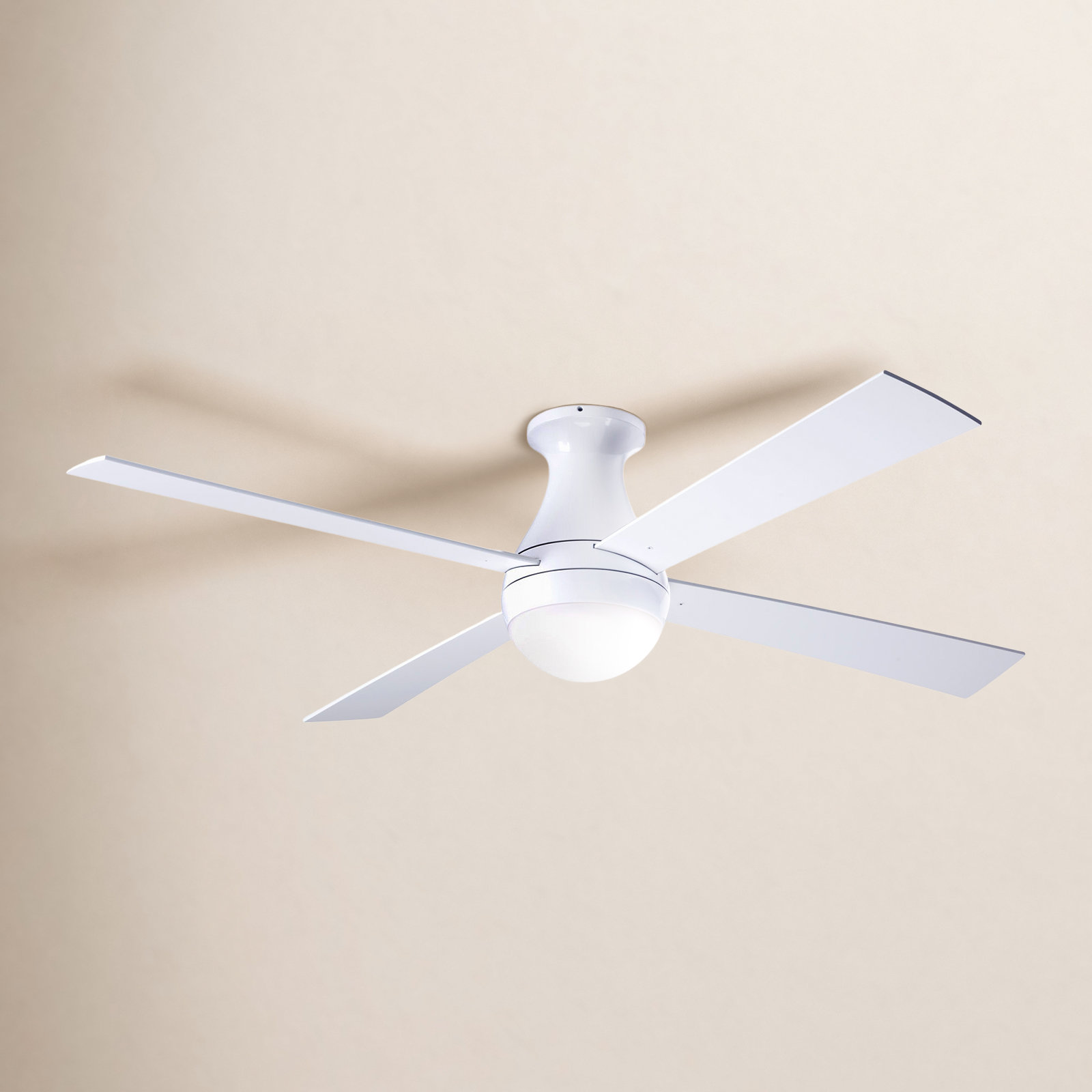 52" Ceiling Fan with LED Light Kit, Gloss White, White, Wall Control with Remote Handset (2-wire)