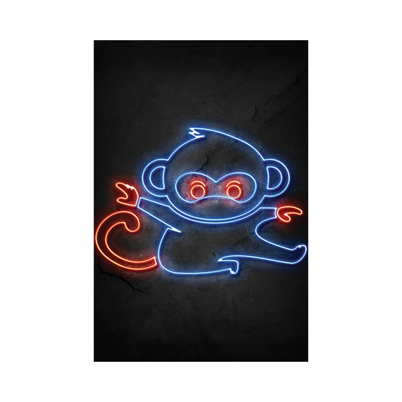 Monkey Ninja Neon by Durro Art - Wrapped Canvas Print, 66.04 cm H x 45.72 cm W x 1.91 cm D