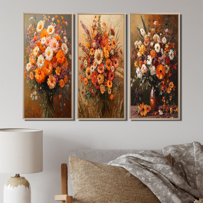 Assorted Bouquets Brown Autumn Symphony I - Traditional Wall Art Collection