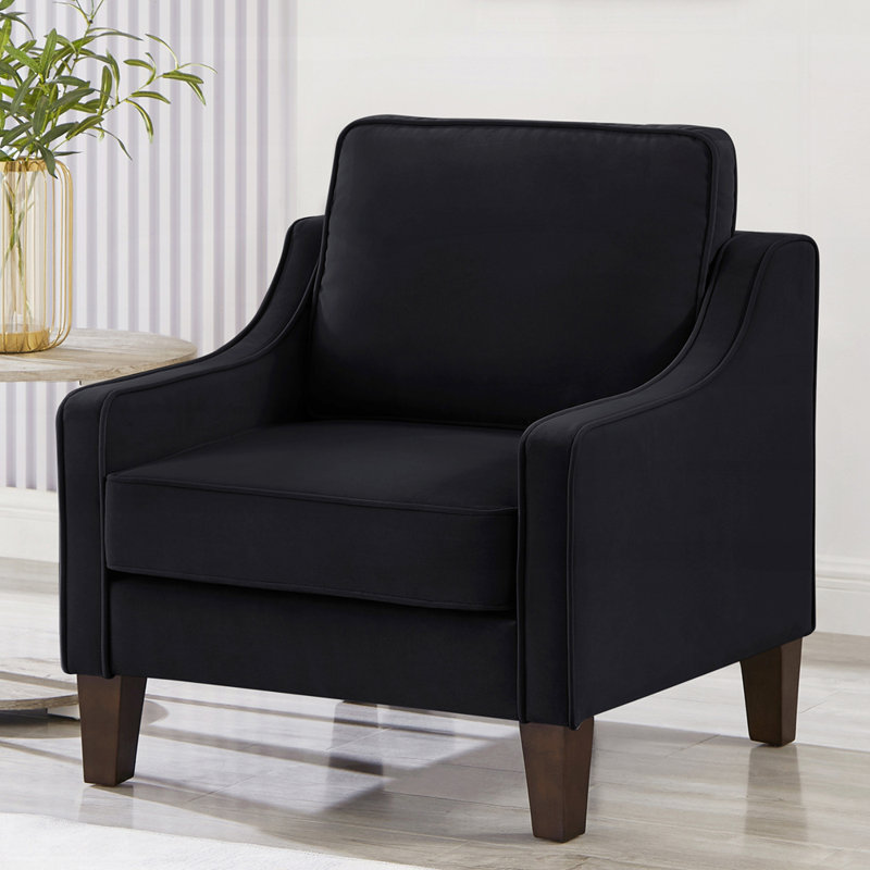 Luxurious Velvet Upholstered Sofa with Sturdy Wooden Frame for Comfortable Seating and Elegant Design, Black