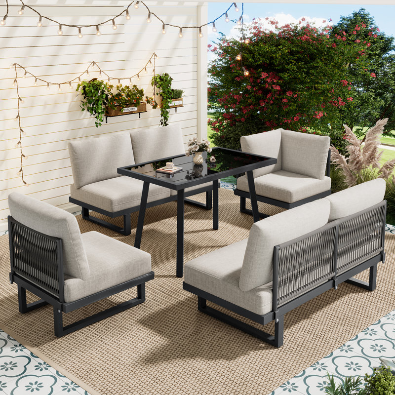 2-in-1 Convertible Garden Lounge Set With Table
