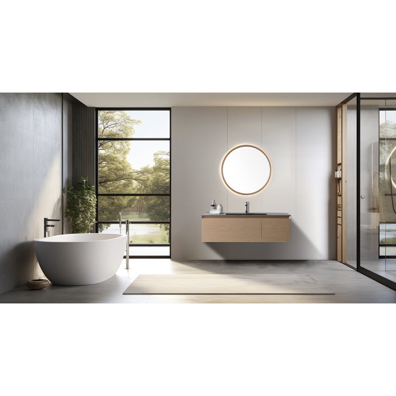 Zen LED Mirror, 35.43" x 35.43", Whitewash, Round